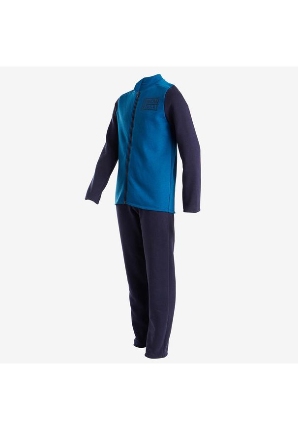 DOMYOS - Dres ciepły do gimnastyki Warmy Zip 100 dla dzieci. Kolor: wielokolorowy, turkusowy, niebieski. Materiał: bawełna, materiał, poliester