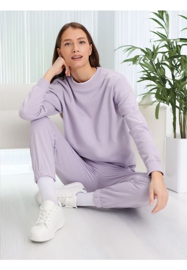 Sinsay - Bluza ze ściągaczami - fioletowy. Kolor: fioletowy. Materiał: materiał, bawełna