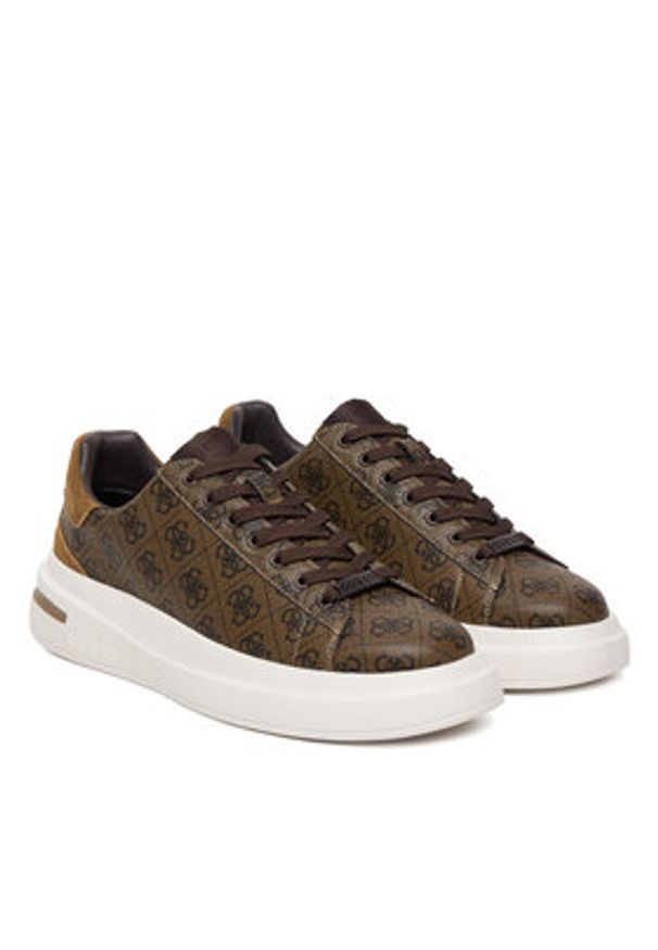 Guess Sneakersy FMPELA FAL12 Brązowy. Kolor: brązowy. Materiał: skóra