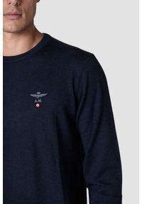 Aeronautica Militare - AERONAUTICA MILITARE Granatowy sweter męski Merino, Rozmiar XXL. Kolor: niebieski