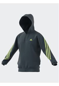 Adidas - adidas Bluza Future Icons 3-Stripes Full-Zip Hoodie IJ8878 Turkusowy Regular Fit. Kolor: turkusowy. Materiał: bawełna