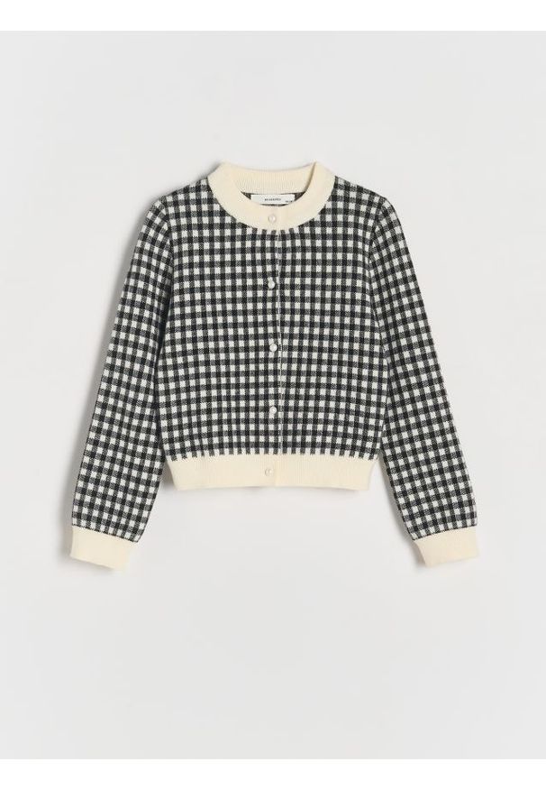 Reserved - Kardigan w pepitkę - wielobarwny. Materiał: wiskoza, dzianina