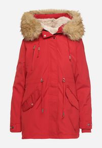 Born2be - Bordowa Zimowa Kurtka Parka z Odpinanym Futerkowym Zdobieniem i Kapturem Sialinnea. Okazja: na co dzień. Kolor: czerwony. Wzór: aplikacja. Sezon: zima. Styl: elegancki, casual, klasyczny #7