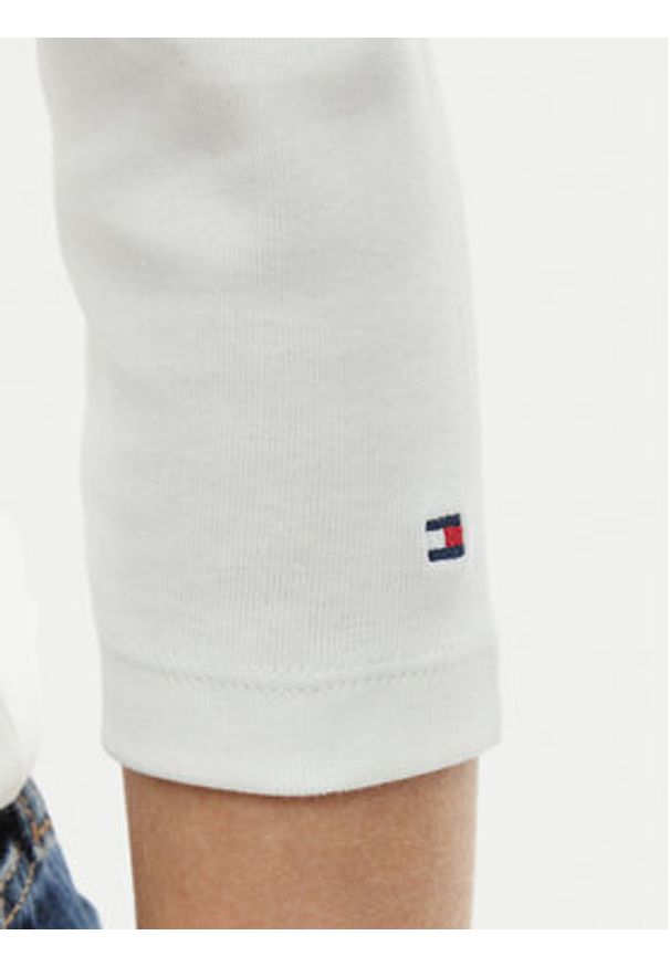 TOMMY HILFIGER - Tommy Hilfiger Bluzka WW0WW49629 Écru Slim Fit. Kolor: kremowy. Materiał: bawełna