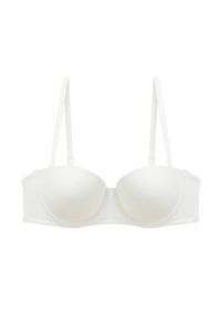 Intica - Biustonosz balkonetka gładki niewidoczny pod ubraniem Cymbre. Kolor: biały. Materiał: skóra. Wzór: gładki #1