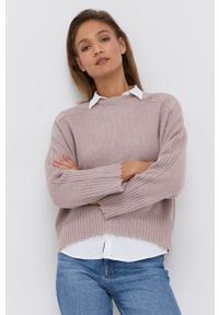 AllSaints Sweter damski kolor różowy. Kolor: różowy. Materiał: kaszmir. Długość rękawa: raglanowy rękaw #1
