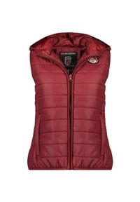 Bezrękawnik dziewczęcy Geographical Norway VATIKA HOOD EO GIRL 233, bordowy.. Typ kołnierza: kaptur. Kolor: czerwony, brązowy, wielokolorowy. Materiał: poliester. Długość rękawa: bez rękawów. Sport: turystyka piesza #1