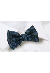Mucha Męska z Poszetką - Chattier - Odcienie Granatu, Orientalny Wzór. Kolor: niebieski. Styl: elegancki, sportowy #2