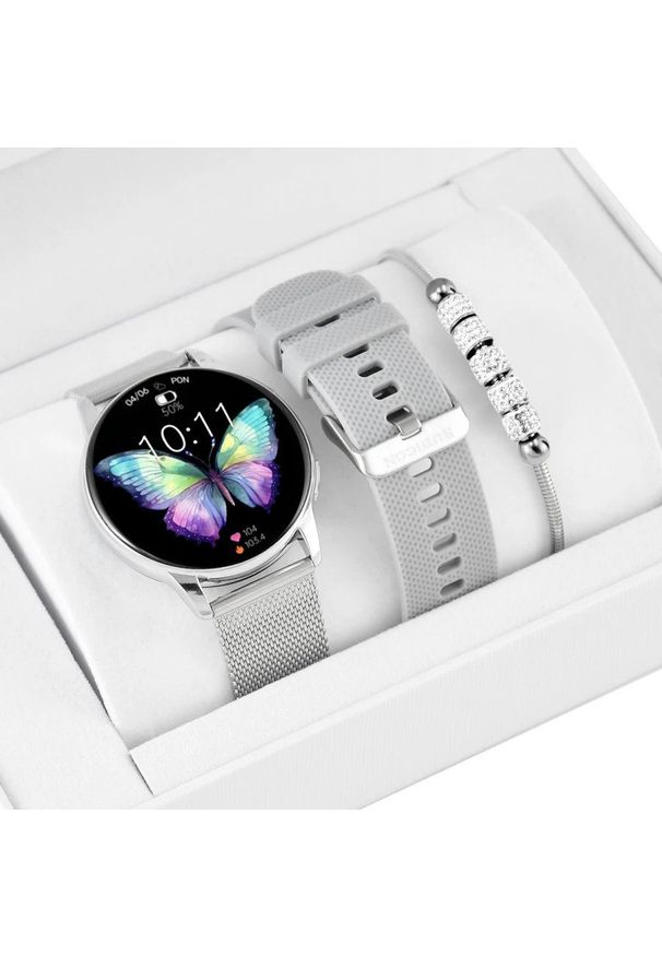 Zestaw damski zegarek SMARTWATCH Rubicon RNCF30 silver + bransoletka. Rodzaj zegarka: smartwatch