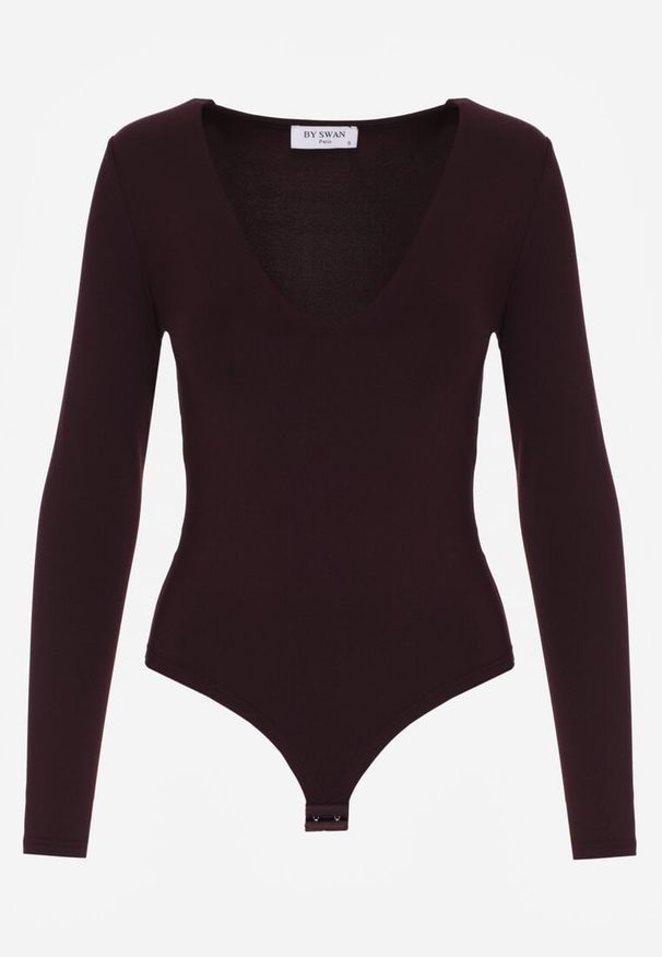 Born2be - Fioletowe Body z Dekoltem w Serek i Długim Rękawem Zailea. Okazja: na co dzień, do pracy. Typ kołnierza: dekolt w serek. Kolor: fioletowy. Materiał: materiał, jeans. Długość rękawa: długi rękaw. Długość: długie. Styl: klasyczny, casual