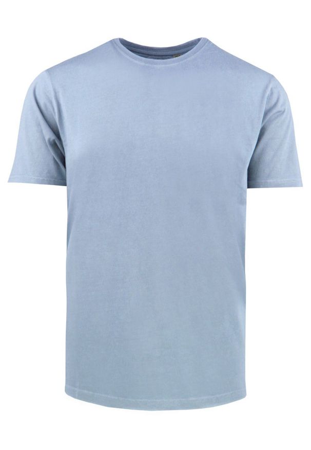 Męski T-Shirt -Brave Soul- Delikatny Efekt Sprania Tkaniny - Błękit. Okazja: na co dzień. Kolor: niebieski. Materiał: bawełna. Sezon: lato, wiosna. Styl: casual