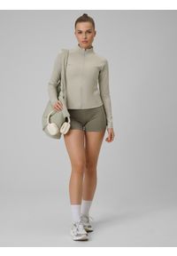 4f - 4F Legginsy krótkie treningowe damskie - oliwkowe M. Stan: podwyższony. Kolor: oliwkowy, brązowy, wielokolorowy. Materiał: włókno. Długość: krótkie #1