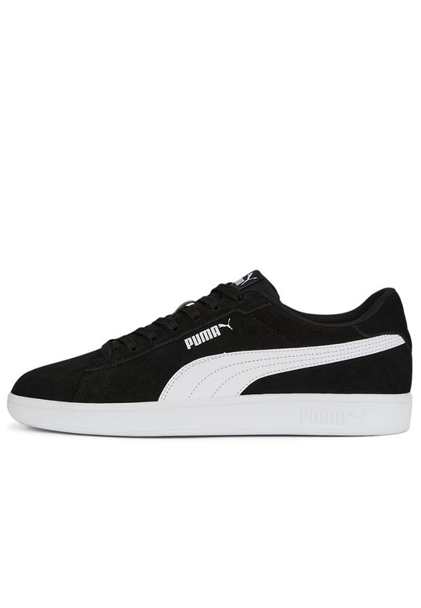 Buty męskie Puma Smash 3.0 39098401 - czarne. Kolor: czarny. Materiał: guma, skóra, zamsz. Szerokość cholewki: normalna. Sport: tenis