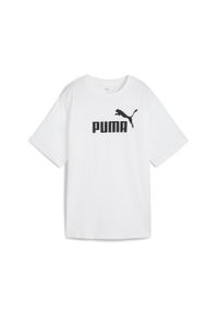 Puma - Damska luźna koszulka Essentials z logo No.1 PUMA White. Kolor: biały. Materiał: guma. Wzór: nadruk. Sport: fitness
