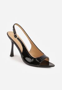 Renee - Czarne Sandały VICES na Szpilce z Lakierowanym Wykończeniem Nesamenis. Zapięcie: sprzączka. Kolor: czarny. Materiał: lakier. Obcas: na szpilce. Styl: elegancki, klasyczny #4