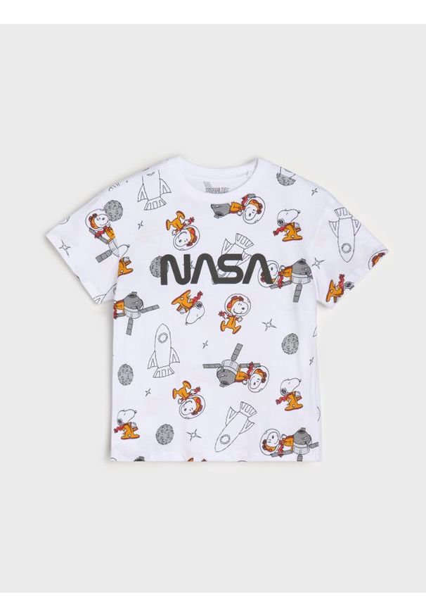 Sinsay - Bawełniana koszulka Peanuts NASA - biały. Kolor: biały. Materiał: bawełna