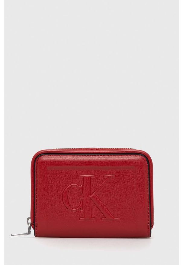 Calvin Klein Jeans portfel damski kolor czerwony. Kolor: czerwony