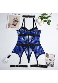 Intica - Biustonosz push-up z siateczki na specjalne okazje Kori. Stan: podwyższony. Kolor: niebieski. Materiał: materiał