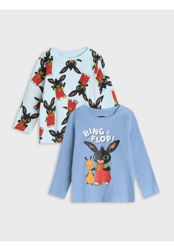 Sinsay - Koszulka z długimi rękawami Bing 2 pack - niebieski. Kolor: niebieski. Długość rękawa: długi rękaw. Długość: długie