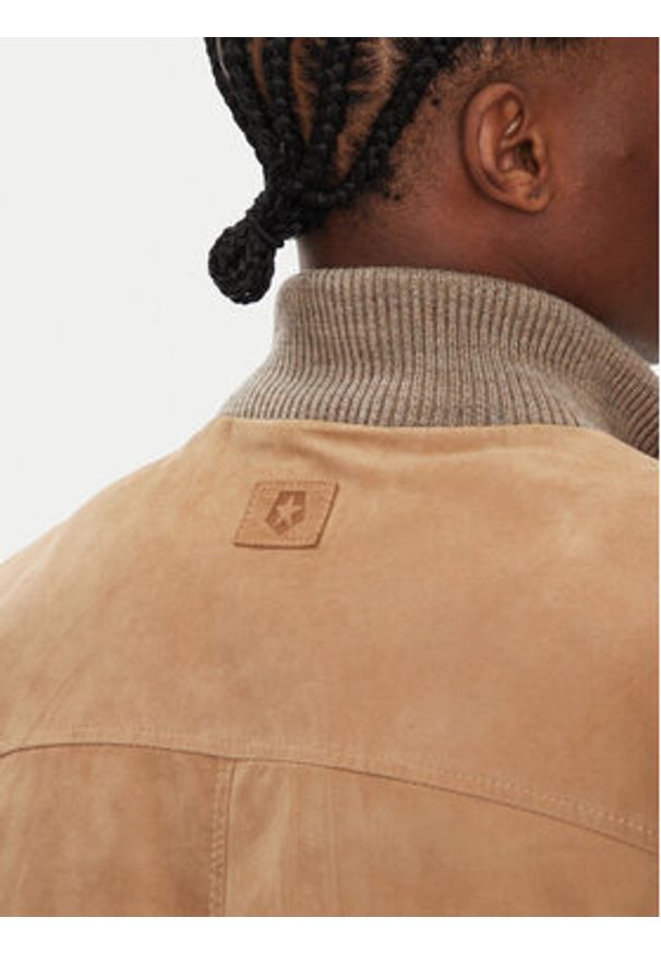 Milestone Kurtka skórzana MSNicolas 531628 60690 Beżowy Regular Fit. Kolor: beżowy. Materiał: akryl