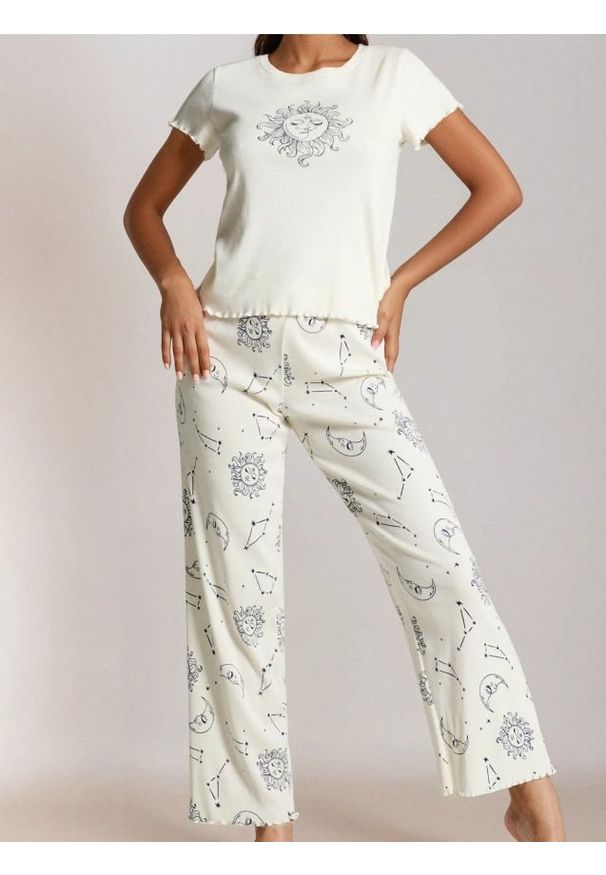 Sinsay - Bawełniana piżama dwuczęściowa - biały. Kolor: biały. Materiał: bawełna