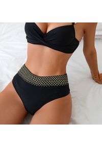 Intica - Strój kąpielowy z ozdobnymi ramiączkami i wysokim stanem majtek Ejvor. Stan: podwyższony. Kolor: czarny. Materiał: materiał #4