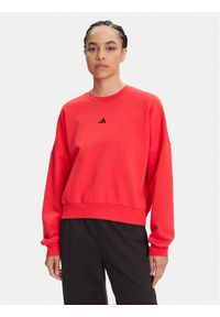 Adidas - adidas Bluza Essentials Small Logo Feelcozy JI6061 Czerwony Loose Fit. Kolor: czerwony. Materiał: bawełna