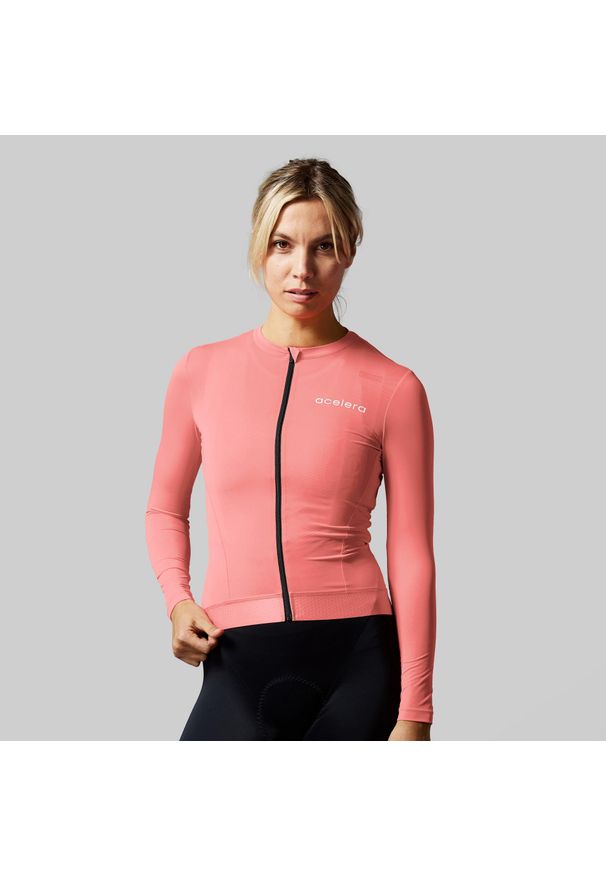 ACELERA - Damska koszulka kolarska z długim rękawem. Kolor: różowy. Materiał: materiał. Długość rękawa: długi rękaw. Długość: długie. Sport: kolarstwo