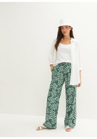 bonprix - Spodnie palazzo z nadrukiem. Kolor: zielony. Wzór: nadruk. Styl: elegancki #3