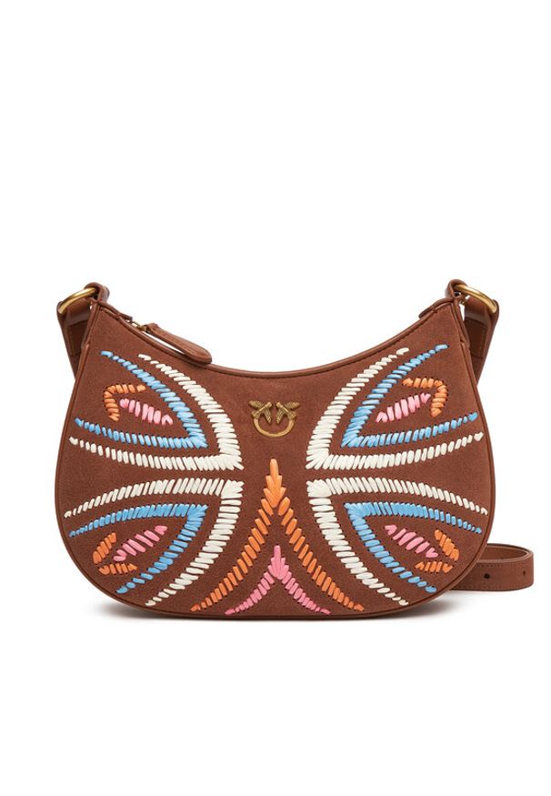 Pinko - PINKO Torebka Half Moon Mini Fl PE 25 PLTT 102790 A2IW Brązowy. Kolor: brązowy. Materiał: skórzane, zamszowe