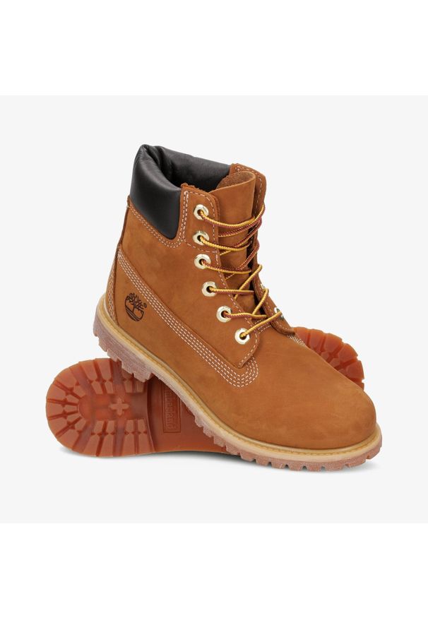 Timberland - Trapery damskie TIMBERLAND Premium 6 Inch Boot W. Kolor: brązowy. Materiał: guma. Szerokość cholewki: normalna