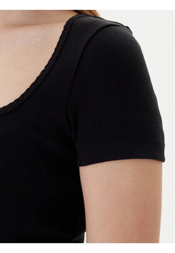 Tommy Jeans T-Shirt DW0DW21837 Czarny Slim Fit. Kolor: czarny. Materiał: bawełna