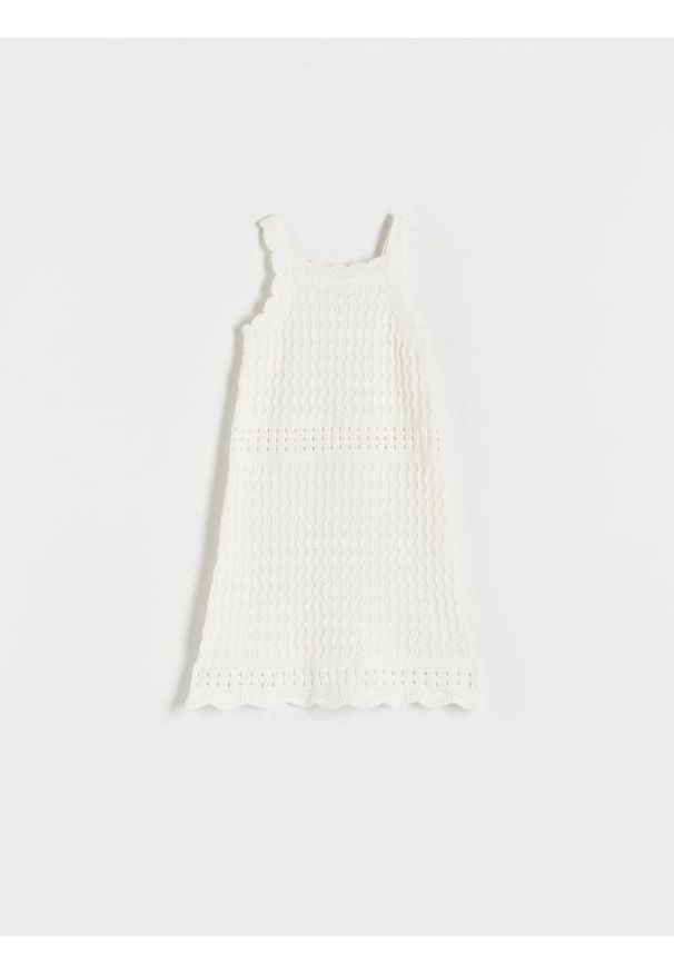 Reserved - Ażurowa sukienka - złamana biel. Materiał: bawełna, dzianina. Wzór: ażurowy
