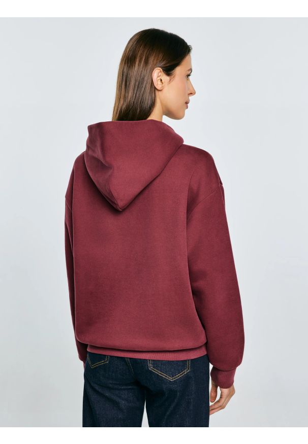 Big-Star - Bluza damska z kapturem z haftem bordowa Merta 604. Okazja: na co dzień. Typ kołnierza: kaptur. Kolor: czerwony. Materiał: jeans, dzianina. Wzór: haft. Styl: klasyczny, casual