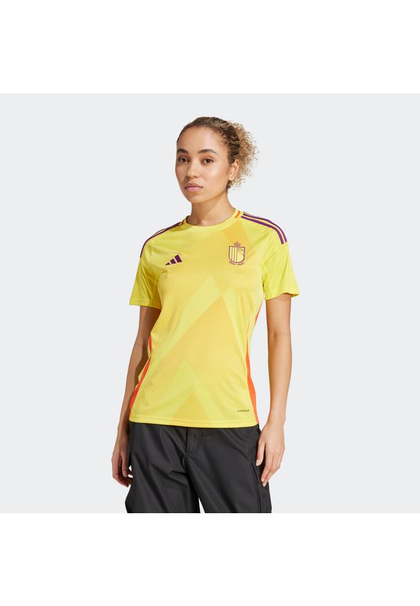 Adidas - Koszulka piłkarska damska ADIDAS Belgia 2025 wyjazdowa. Kolor: żółty. Sport: piłka nożna