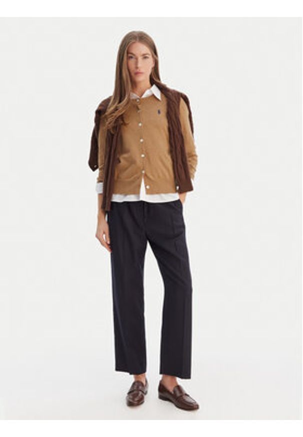 Polo Ralph Lauren Kardigan 211971871007 Beżowy Slim Fit. Typ kołnierza: polo. Kolor: beżowy. Materiał: bawełna