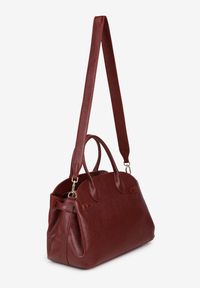 Renee - Bordowa Torebka Shopperka na Ramię z Paskiem Arovire. Kolor: czerwony. Styl: klasyczny, biznesowy, casual, elegancki. Rodzaj torebki: na ramię #4