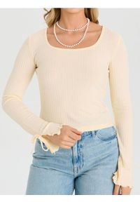 Sinsay - Bluzka z długim rękawem z domieszką wiskozy - żółty. Kolor: żółty. Materiał: wiskoza. Długość rękawa: długi rękaw. Długość: długie #1