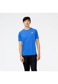 Koszulka męska New Balance MT23222MIB – niebieskie. Kolor: niebieski. Materiał: materiał, poliester. Sport: fitness