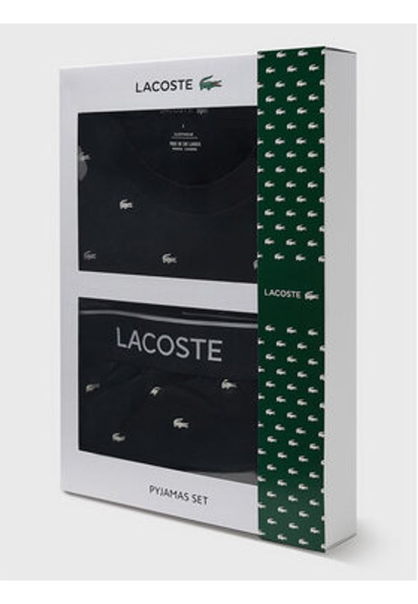 Lacoste Piżama 4H3304 Czarny Regular Fit. Kolor: czarny. Materiał: bawełna