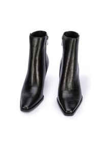 Wittchen - Botki ze skóry croco na szpilce czarne. Kolor: czarny. Materiał: skóra. Obcas: na szpilce. Styl: rockowy. Wysokość obcasa: średni #8