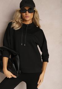 Renee - Czarna Bluza Ozdobiona Drobnymi Cyrkoniami i Sznurkami Vanreil. Kolor: czarny. Wzór: aplikacja #2