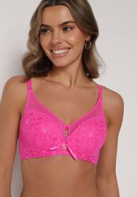 Born2be - Różowy Koronkowy Biustonosz z Transparentnymi Wstawkami Vanniel. Kolor: różowy. Materiał: koronka #1