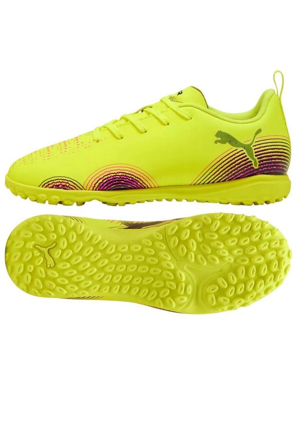 Puma - Buty Piłkarskie Ze Sztuczną Nawierzchnią Dla Dzieci Future 8 Play. Kolor: czerwony, wielokolorowy, żółty. Sport: piłka nożna