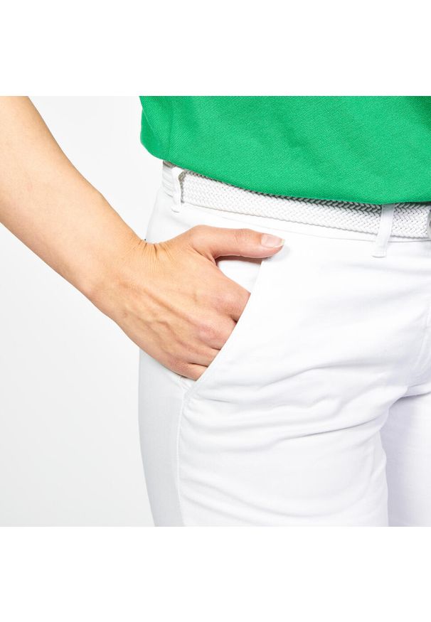 INESIS - Spodnie do golfa chino damskie Inesis MW500 bawełniane. Kolor: biały. Materiał: poliester, bawełna, materiał, elastan. Sport: golf