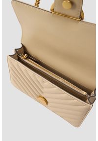 Pinko - PINKO Beżowa kopertówka damska Love One Mini DC. Kolor: beżowy. Styl: casual, elegancki #4