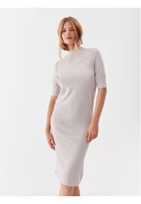 Calvin Klein Sukienka dzianinowa K20K205751 Beżowy Regular Fit. Kolor: beżowy. Materiał: dzianina, wełna