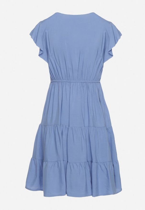 Born2be - Jasnoniebieska Sukienka Callirea. Okazja: na co dzień. Typ kołnierza: kołnierz z falbankami. Kolor: niebieski. Sezon: lato. Typ sukienki: proste. Styl: casual. Długość: mini