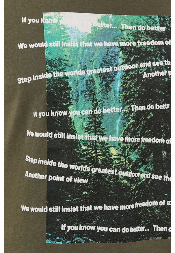 !SOLID - T-shirt bawełniany. Okazja: na co dzień. Kolor: zielony. Materiał: bawełna. Wzór: nadruk. Styl: casual