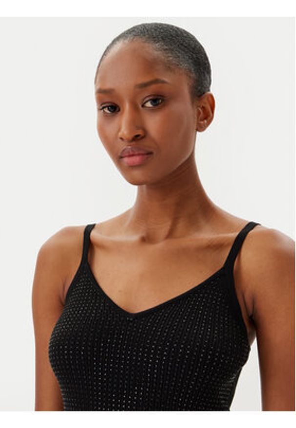 Fracomina Top FR25ST4006K410J9 Czarny Slim Fit. Kolor: czarny. Materiał: wiskoza